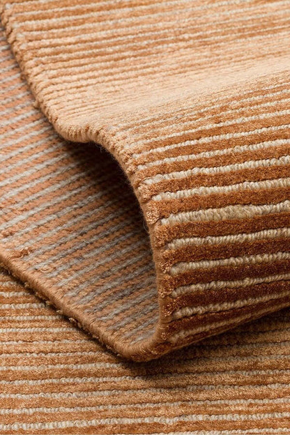 Siena Terra El Dokuma Teknikleriyle Özenle Üretilmiş, Doğal Bambu, Yün Karışımlı Salon Halısı - Turuncu