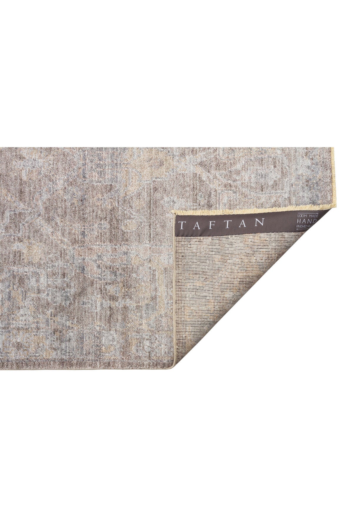 Atlas Serisi Halı Antrasit Bronze Uşak Desen Saçaklı Lyocell Dokulu Özel Tezgah Salon Halısı