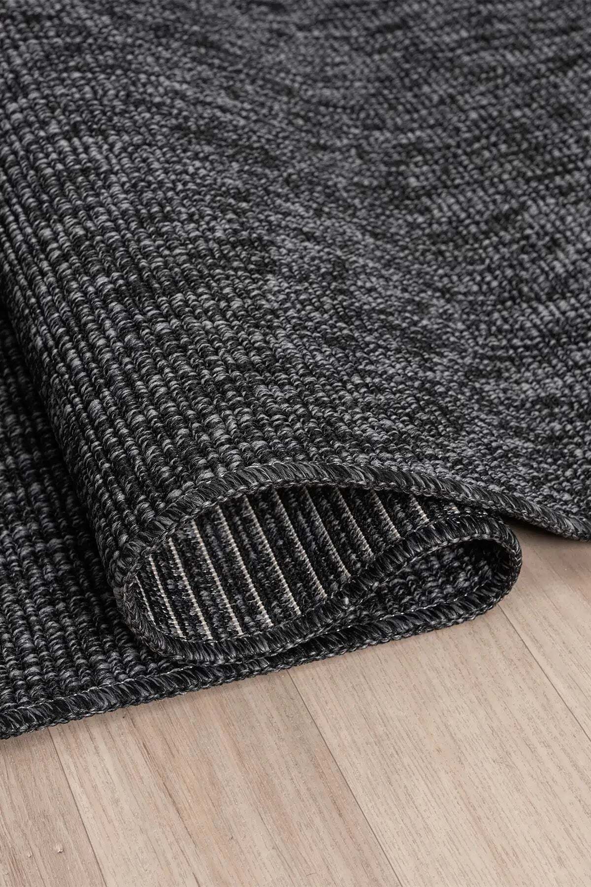 KORDANO Doğal Sisal Antrasit Dokulu Modern Kilim Kolay Temizlenebilir İskandinav Salon Halısı - Lacivert