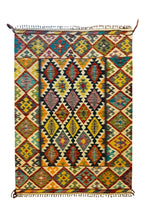 EFSANE El Dokuma Etnik Anadolu Desenli Kök Boya Kilim Vintage Bohem Salon Dekoratif Kilim - Sarı