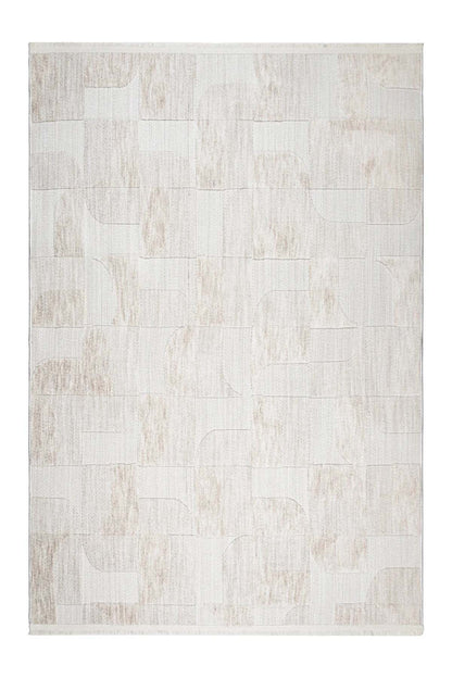 ASTRA Krem Modern Geometrik Halı Soft Patchwork Desenli Dokulu Yumuşak Koridor, Salon Halısı - Krem