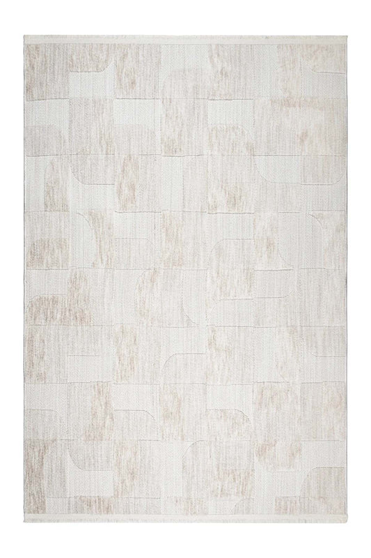 ASTRA Krem Modern Geometrik Halı Soft Patchwork Desenli Dokulu Yumuşak Koridor, Salon Halısı - Krem