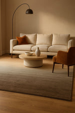 Solea Hand-Woven Rug 100% New Zealand Wool Natural Tone Transitions Soft Texture Luxury Terracotta Brown Rug