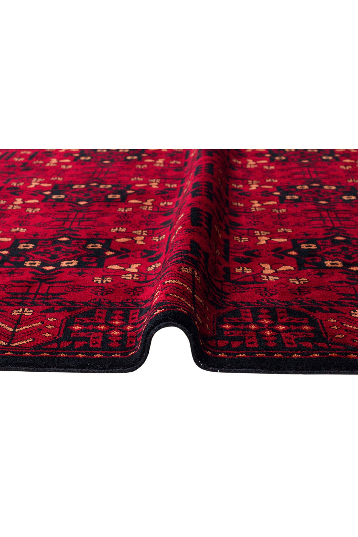 Sahra Nostaljik El Emeği Kırmızı Lacivert Geleneksel Uşak Motifli Saçaklı Lüks Klasik Salon Halısı