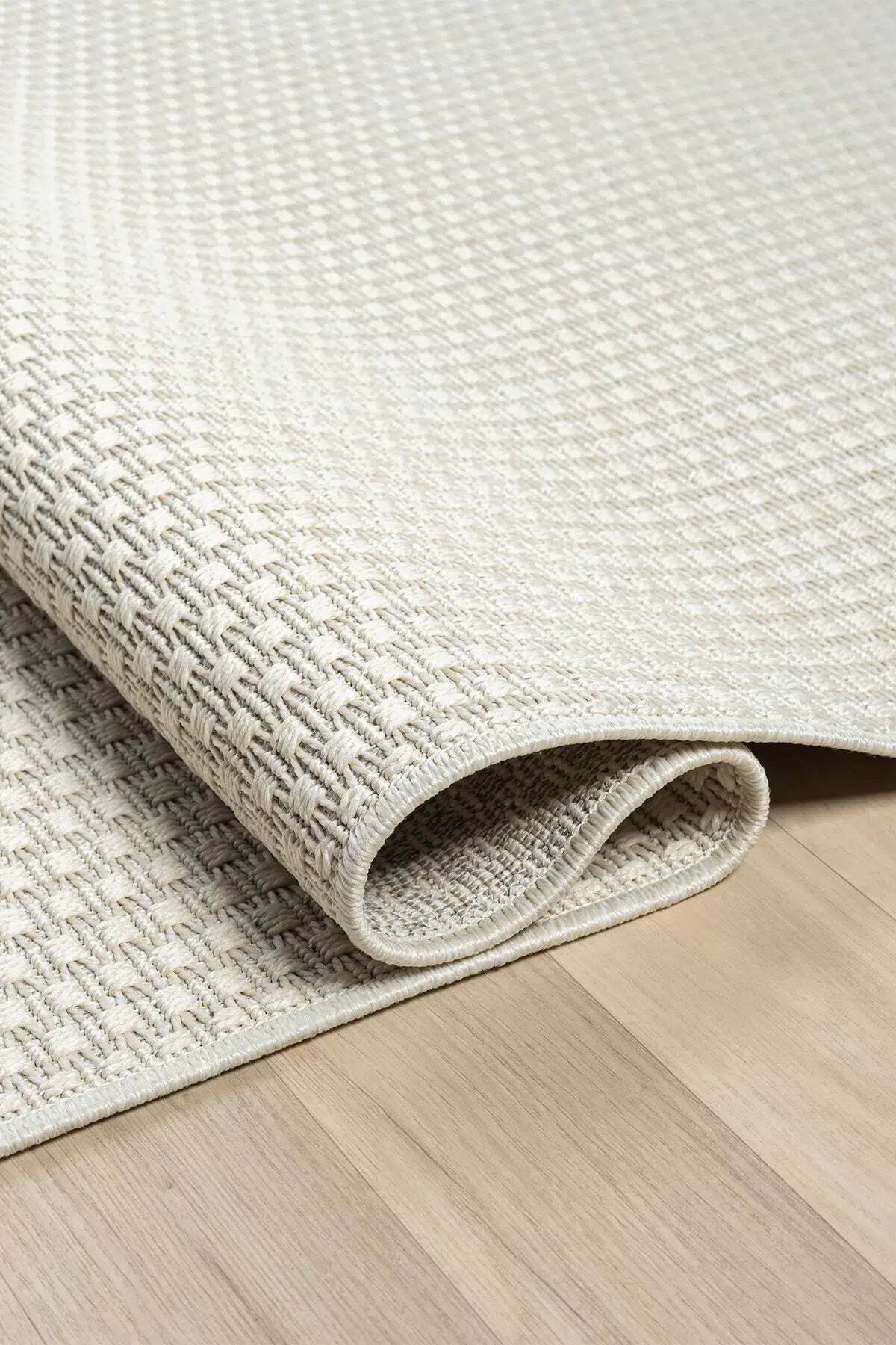 KORDANO Krem Doğal Sisal Dokulu Modern Kilim Kolay Temizlenebilir İskandinav Salon Halısı - Krem