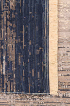 MİRA Bej Mavi Çift Taraflı Yıkanabilir Kilim Modern Ombre Renk Geçişli Polyester Şönil Kilim - Mavi