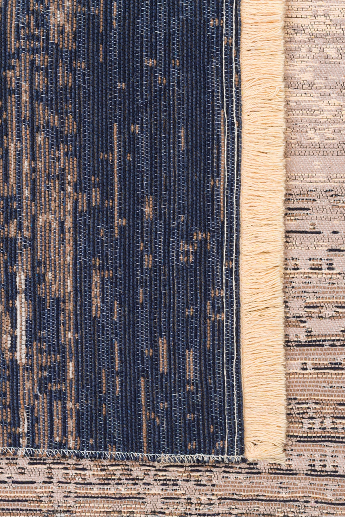 MİRA Bej Mavi Çift Taraflı Yıkanabilir Kilim Modern Ombre Renk Geçişli Polyester Şönil Kilim - Mavi