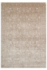 Atlas Series Light Beige Ethnic Uşak Patterned Fringed Lyocell Textured Special Loom Living Room Rug