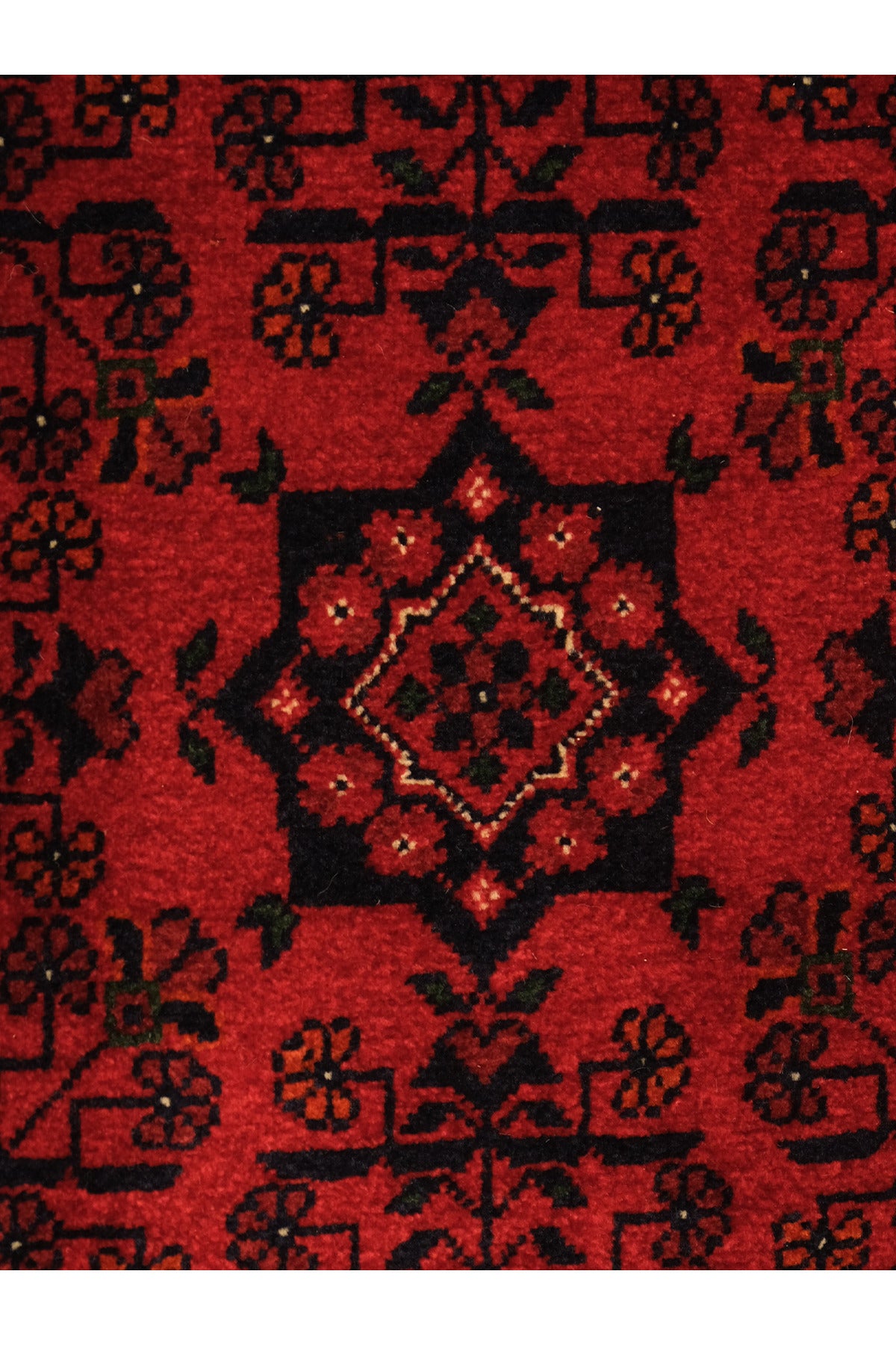 El Dokuma Bordo Yıldız Model Afgan Biliçik Halısı %100 Yün Kök Boya Geleneksel Otantik Salon Halısı - Lacivert