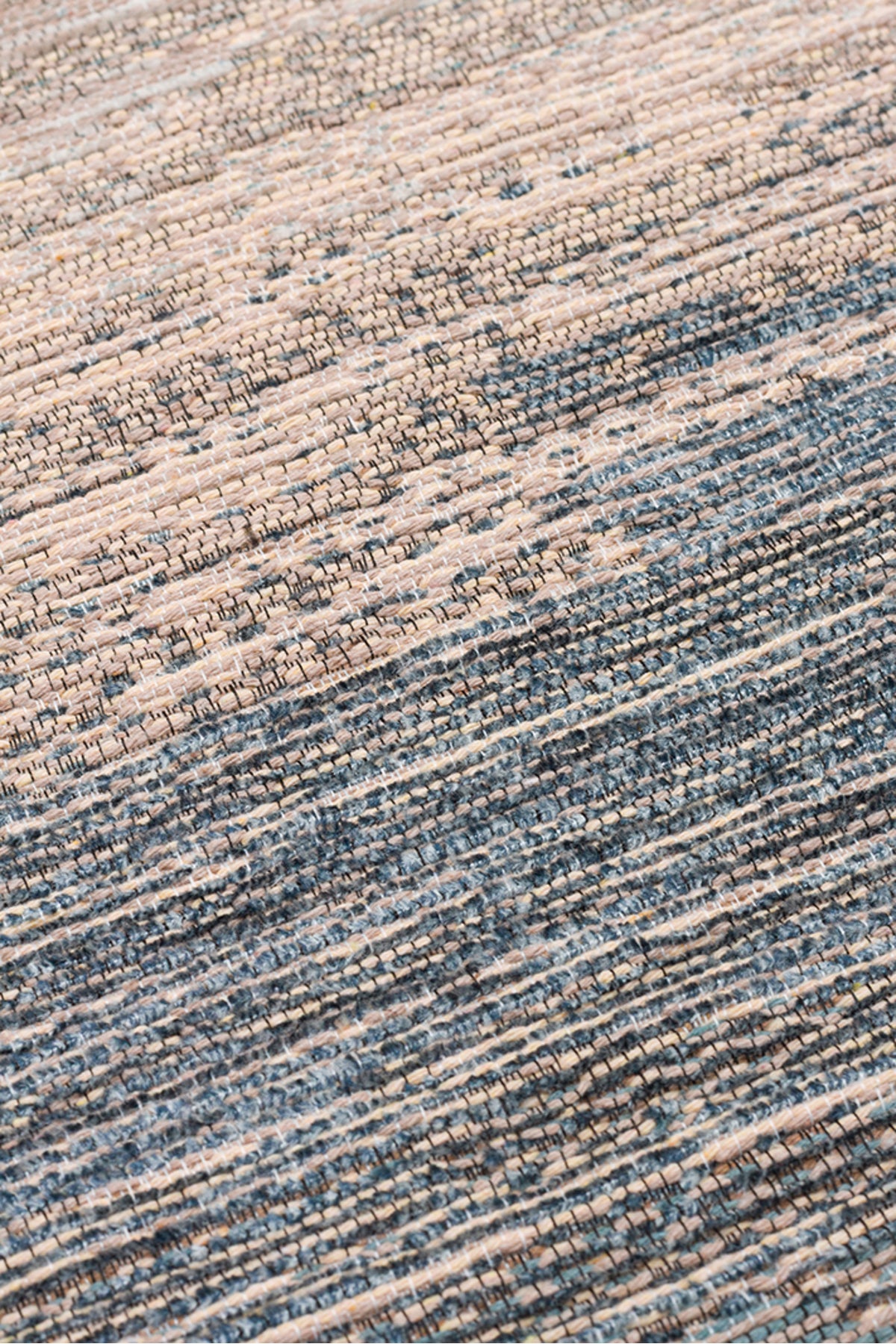 MİRA Çift Taraflı Bej Mavi Yıkanabilir Kilim Modern Ombre Renk Geçişli Polyester Şönil Kilim - Bej