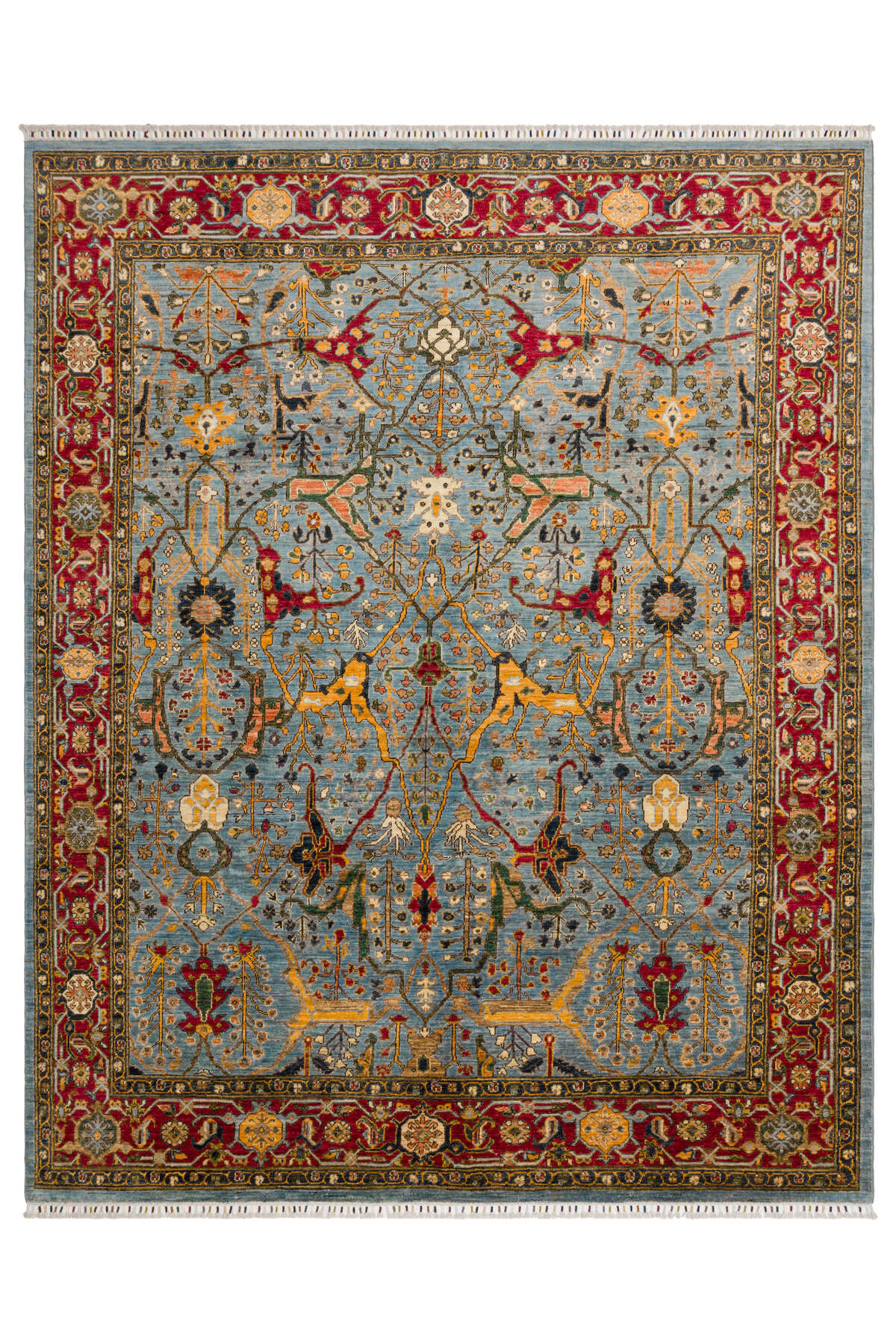 Afgan El Dokuma Halı Çiçek Motifli Geleneksel Oryantal Desenli Vintage Dekoratif Salon Halısı