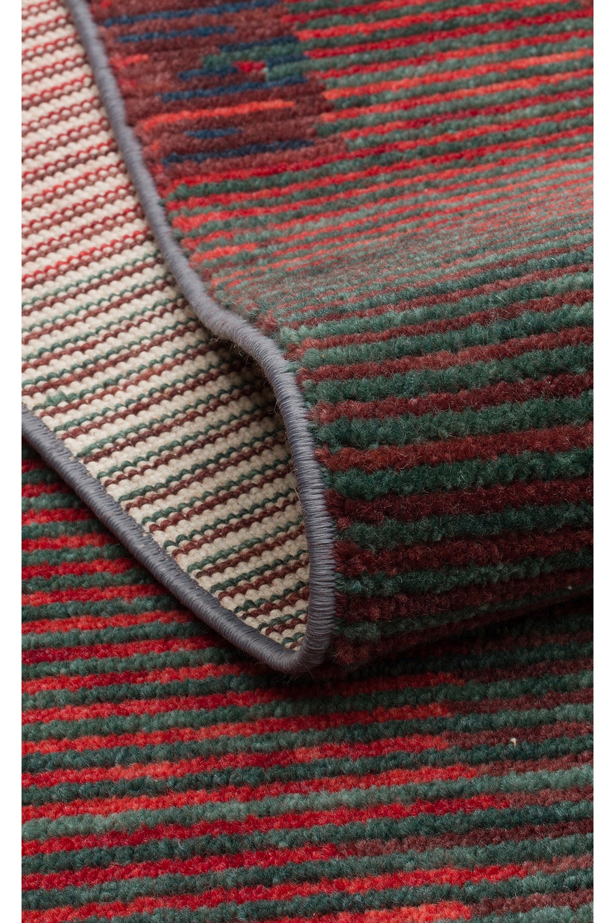 Orient Bordo Turkuaz Çok Renkli Modern Geometrik Desenli Lyocell Modern Halı El Emeği Salon Halısı - Bordo