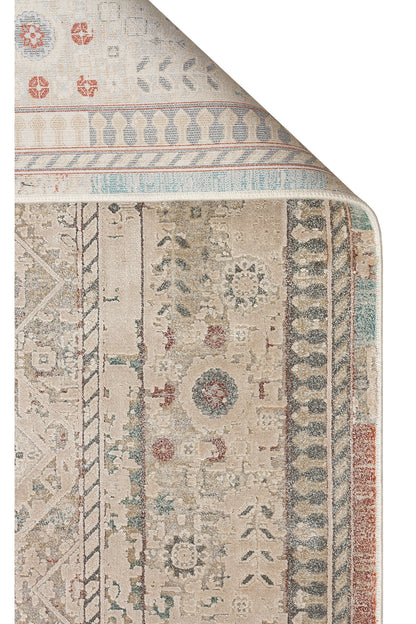 Toscana Etnik Desenli Bej Vintage OverDyed Klasik Dokuma Rayon Viskon Yumuşak Dokulu Salon Halısı