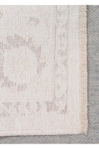 LESSI Beyaz Etnik Desenli Kaymaz Yıkanabilir Tabanlı Kilim Şönil Pamuk Vintage Salon Halısı - Mor