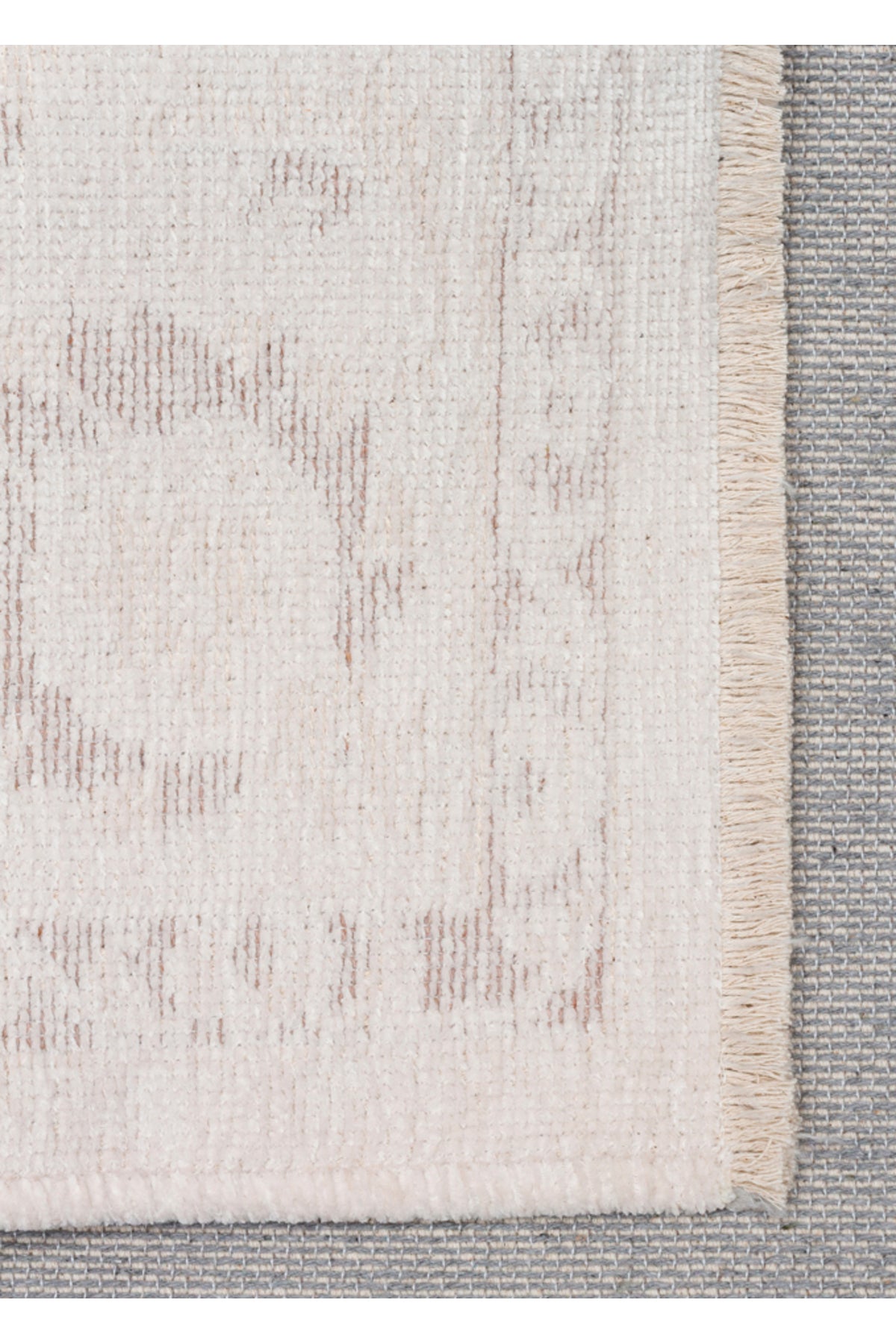 LESSI Beyaz Etnik Desenli Kaymaz Yıkanabilir Tabanlı Kilim Şönil Pamuk Vintage Salon Halısı - Mor