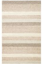 Emma Hand-Woven Beige, Ecru, Mink Scandinavian Braided Textured Striped Wool, Lint-Free Modern Living Room Rug