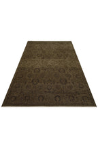 LESSI Yeşil Etnik Desenli Kaymaz Yıkanabilir Tabanlı Kilim Şönil Pamuk Vintage Salon Halısı - Yeşil