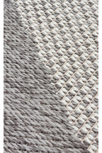 MERLİN Gri Geometrik Desenli Kaymaz Tabanlı Kilim Modern İskandinav Hav Vermez Salon Antre Halısı - Mavi