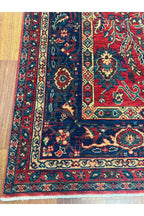 İran Desenli El Dokuma Halı Bordo Kırmızı Lacivert Geleneksel Vintage Salon Yatak Odası Halısı - Bordo