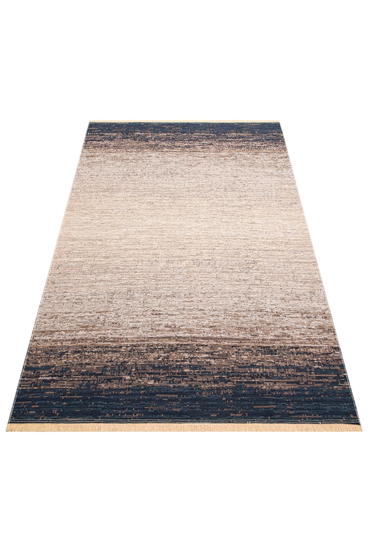 MİRA Bej Mavi Çift Taraflı Yıkanabilir Kilim Modern Ombre Renk Geçişli Polyester Şönil Kilim - Mavi