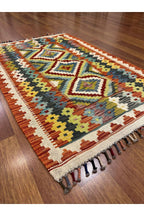 Miras Kiremit Çok Renkli Kök Boya El Emeği Doğal İplik Etnik Desen Geleneksel Kilim Koleksiyonu - Kahverengi