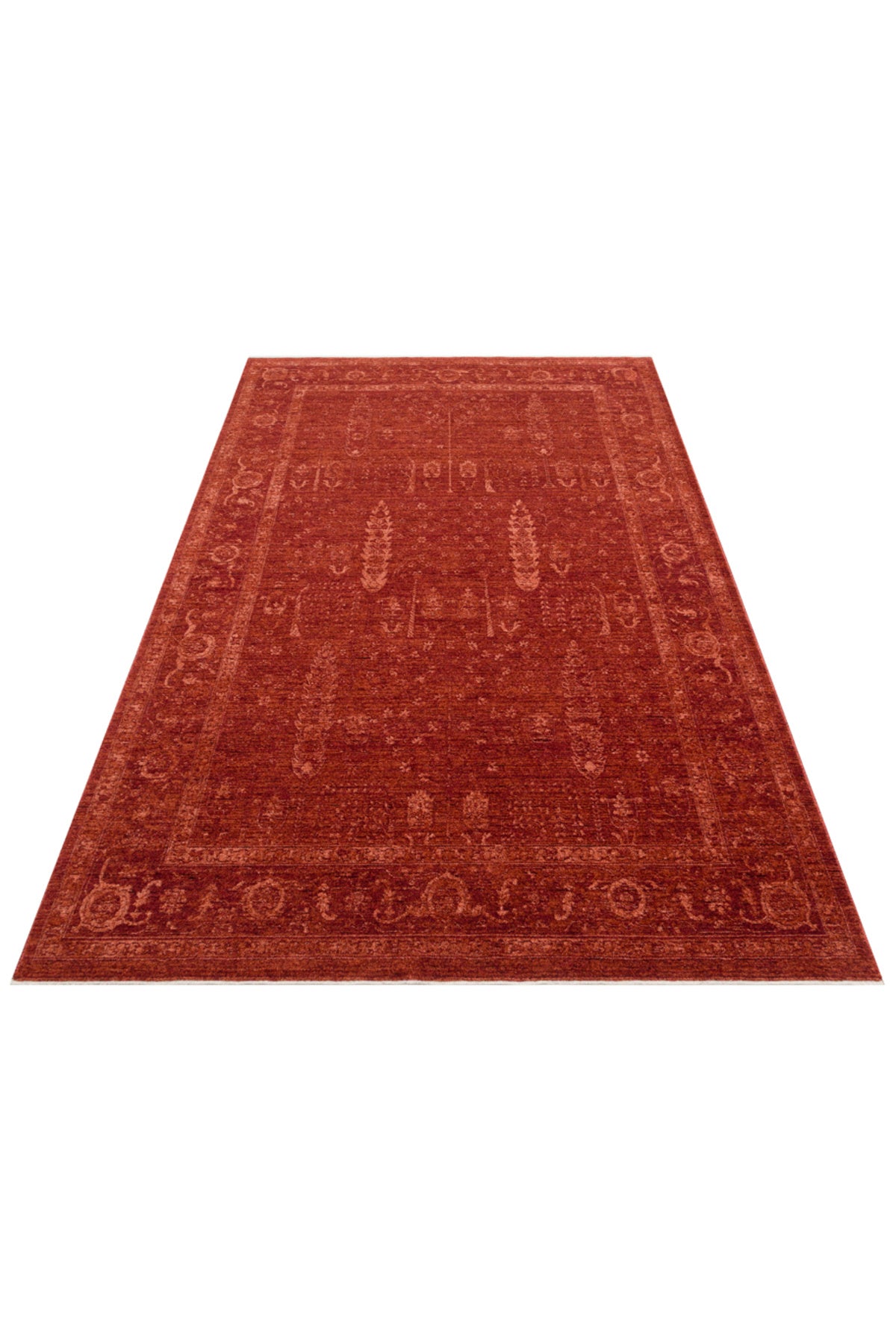 Antique Persian Vintage Classic Red Tree of Life Pattern Retro Polyester Modern Authentic Living Room Rug
