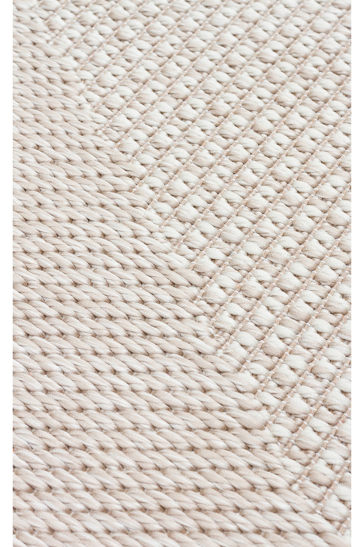 MERLİN Bej Geometrik Desenli Kaymaz Tabanlı Kilim Modern İskandinav Hav Vermez Salon Antre Halısı - Ekru