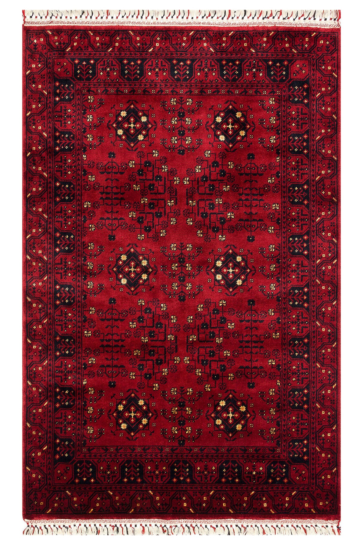 Sahra Nostaljik El Emeği Kırmızı Otantik Uşak Motifli Saçaklı Lüks Klasik Salon Halısı