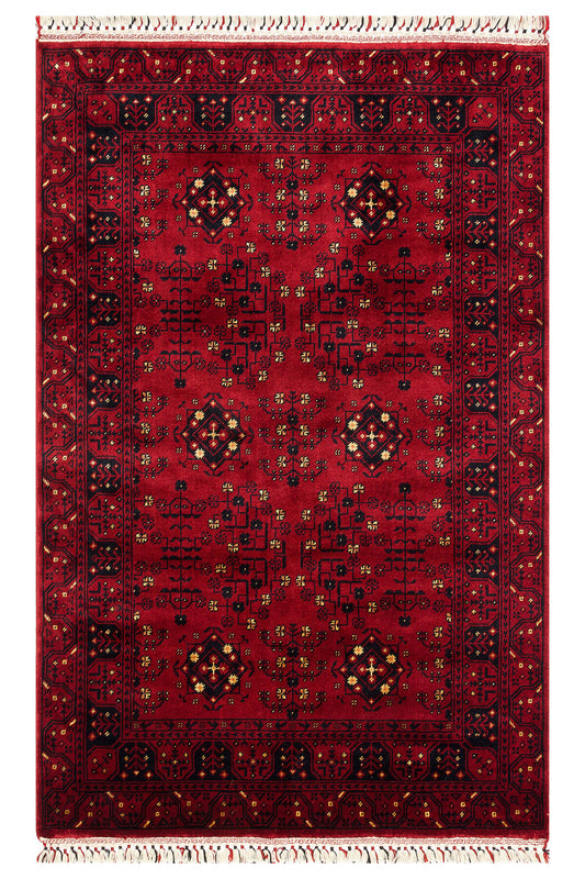 Sahra Nostaljik El Emeği Kırmızı Otantik Uşak Motifli Saçaklı Lüks Klasik Salon Halısı