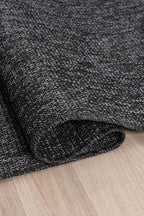 KORDANO Antrasit Doğal Sisal Dokulu Modern Kilim Kolay Temizlenebilir İskandinav Salon Halısı - Siyah