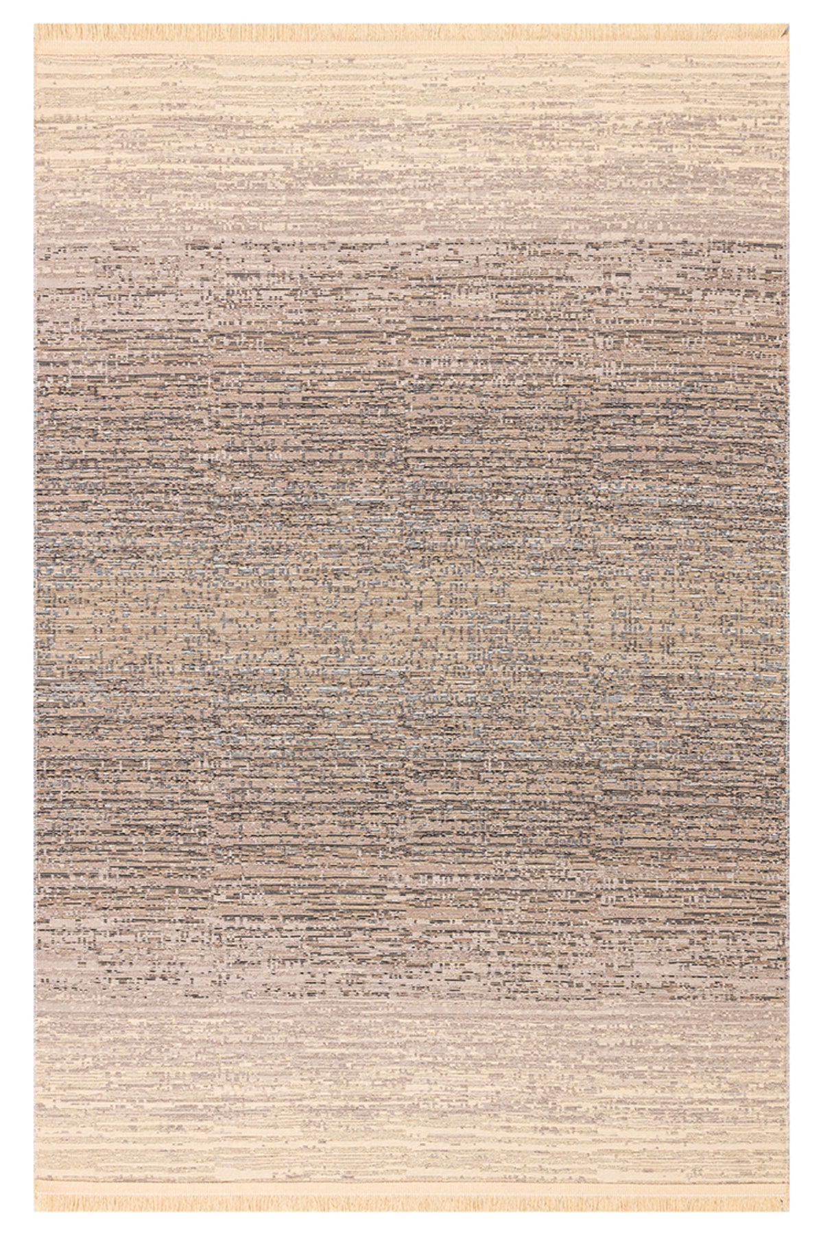 MİRA Bej Mavi Çift Taraflı Yıkanabilir Kilim Modern Ombre Renk Geçişli Polyester Şönil Kilim - Mavi