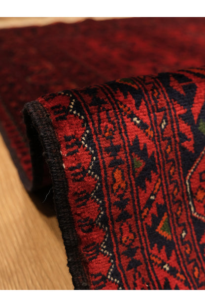 El Dokuma Bordo Yıldız Model Afgan Biliçik Halısı %100 Yün Kök Boya Geleneksel Otantik Salon Halısı - Lacivert