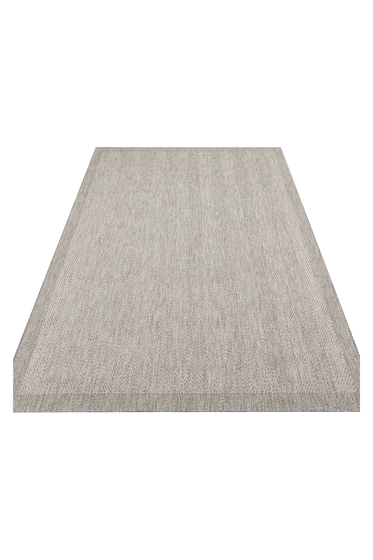 MERLİN Gri Balık Sırtı Dokulu Kaymaz Tabanlı Kilim Modern İskandinav Hav Vermez Salon Antre Halısı - Kahverengi