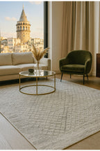 Ethora El Dokuma Yün Halı Modern ve Etnik Desenli Lüks Kaliteli Şık Tasarım Salon Halısı - Gri