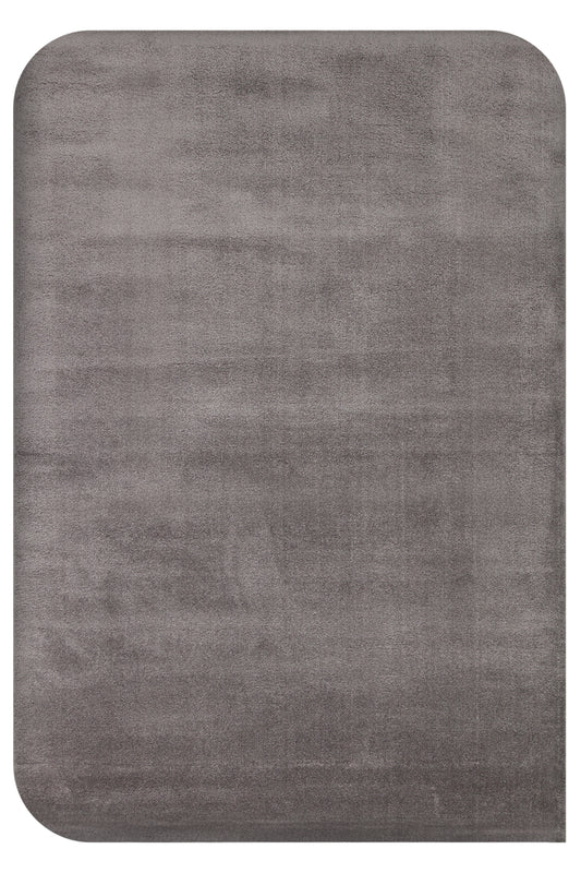 Vera Morfea Kenarları Oval Düz Antrasit Halı Hav Toz Vermez Yumuşak Tuşeli Modern Şık Salon Halısı - Antrasit 04
