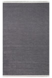 LESSI Anthracite Solid Color Non-Slip Washable Kilim Cotton Chenille Living Room Kitchen Hallway Rug - Black