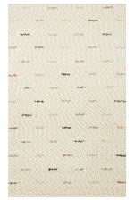 Emma Hand-Woven Ecru Background Multi-Color Scandinavian Textured Striped Pattern Wool Non-Shedding Modern Living Room Rug