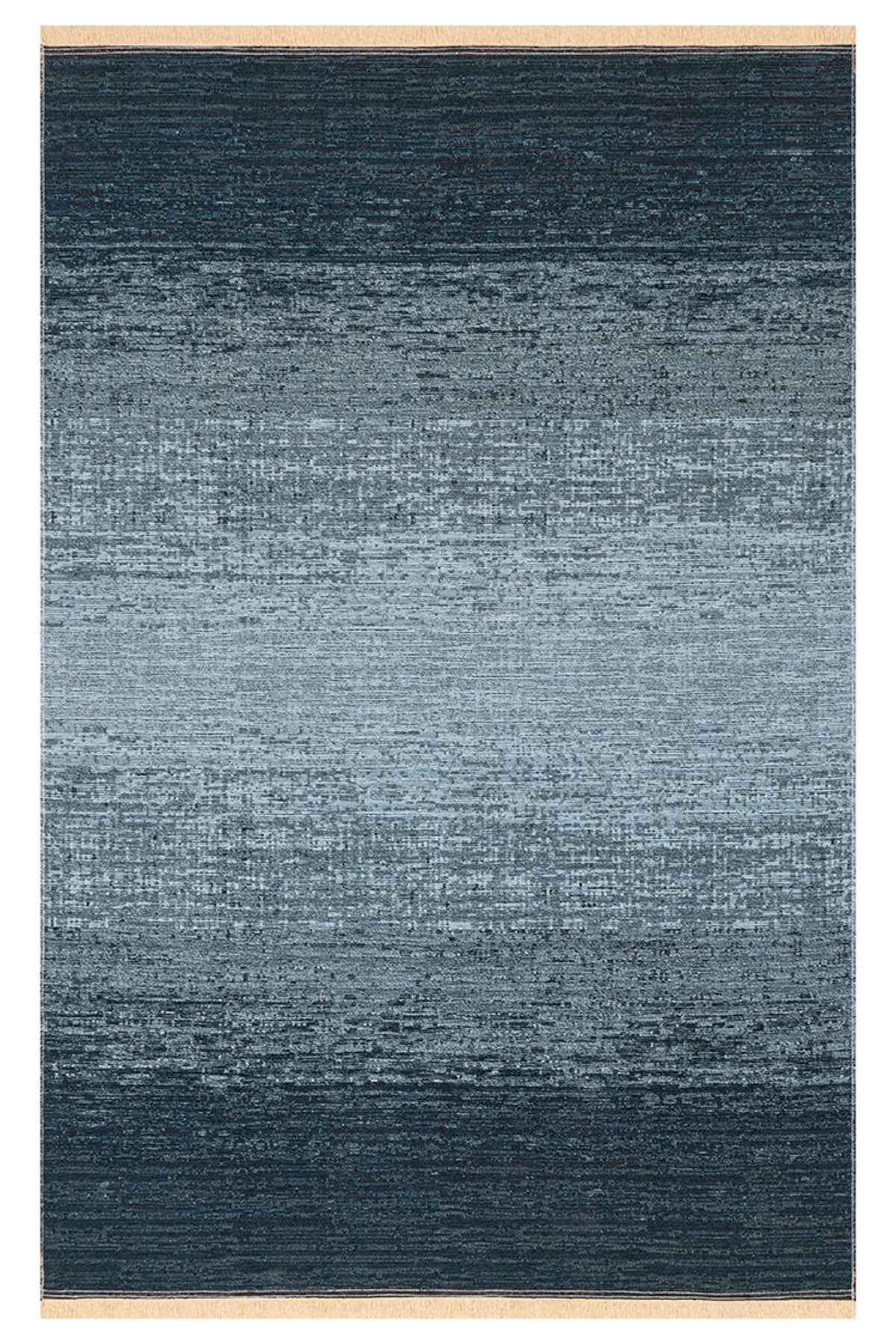 MİRA Antrasit Mavi Çift Taraflı Yıkanabilir Kilim Modern Ombre Renk Geçişli Polyester Şönil Kilim - Lacivert