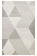 MERLİN Gri Geometrik Desenli Kaymaz Tabanlı Kilim Modern İskandinav Hav Vermez Salon Antre Halısı - Mavi