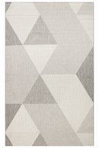 MERLİN Gri Geometrik Desenli Kaymaz Tabanlı Kilim Modern İskandinav Hav Vermez Salon Antre Halısı - Mavi