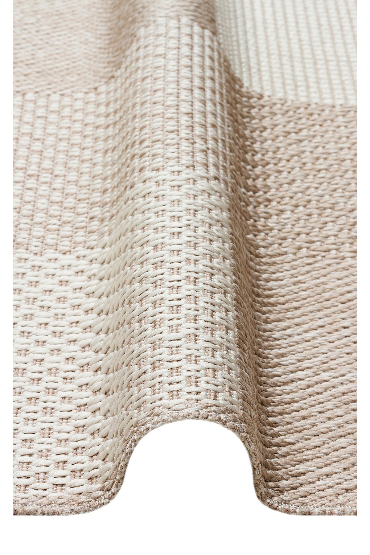 MERLİN Bej Patchwork Desenli Kaymaz Tabanlı Kilim Modern İskandinav Hav Vermeyen Salon Antre Halısı - Bej