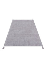 Bonny Plain Grey Round Minimal Washable Non-Slip Soft Surface Kids Room Rug