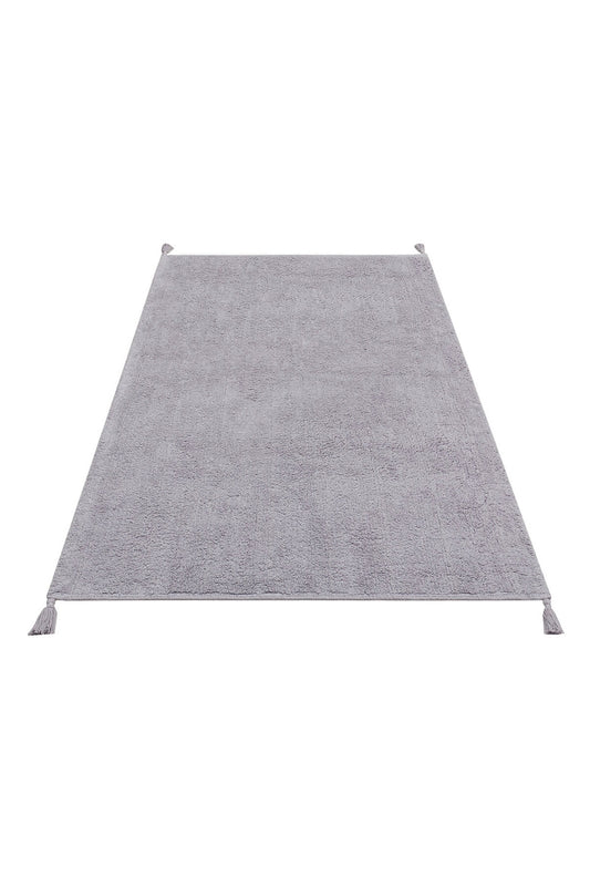 Bonny Düz Gri Yuvarlak Minimal Yıkanabilir Kaydırmaz Taban Yumuşak Yüzeyli Çocuk Odası Halısı - Gri