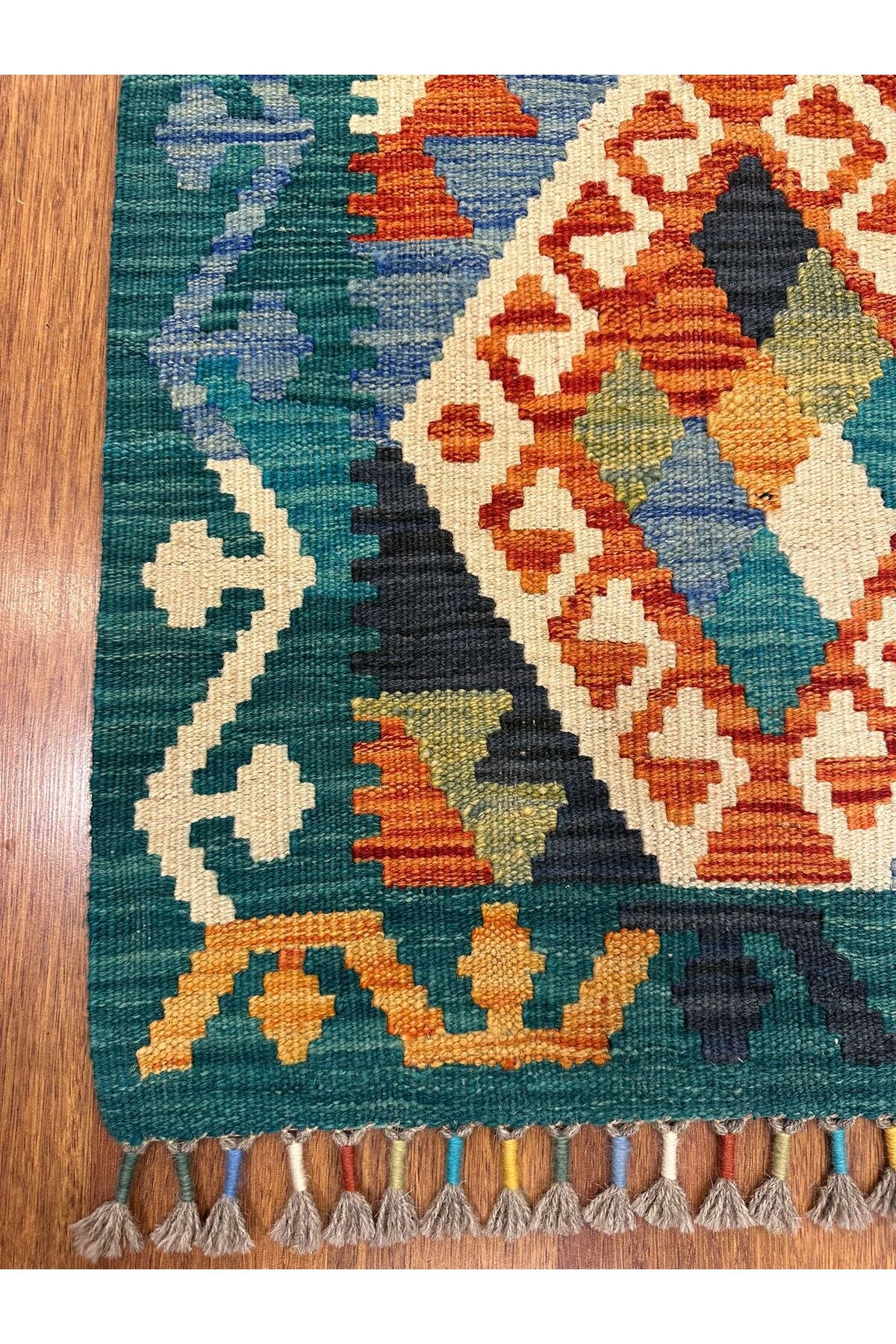 Miras Mavi Kök Boya El Emeği Doğal İplik Anadolu Etnik Desen Geleneksel Kilim Koleksiyonu - Lacivert