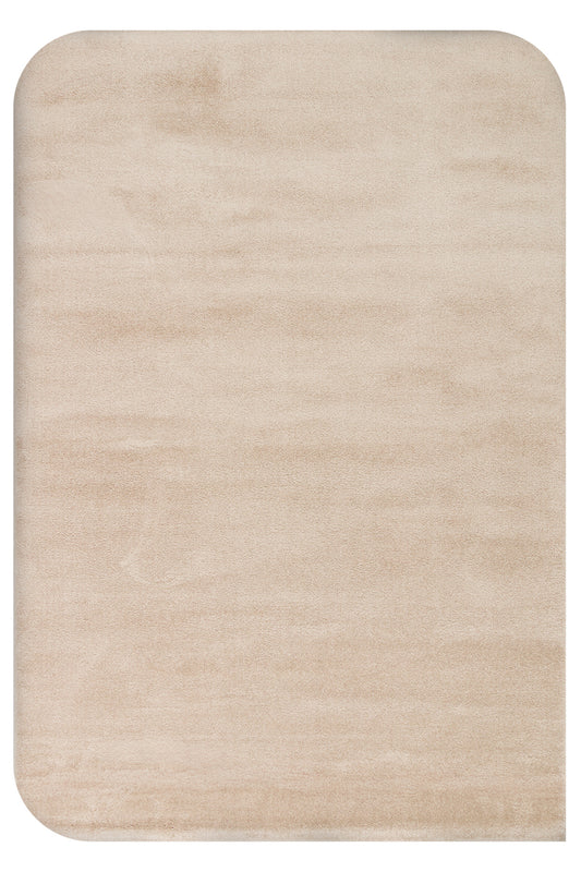 Vera Morfea Kenarları Oval Düz Bej Halı Hav Toz Vermez Yumuşak Tuşeli Modern Şık Salon Halısı - bej 04