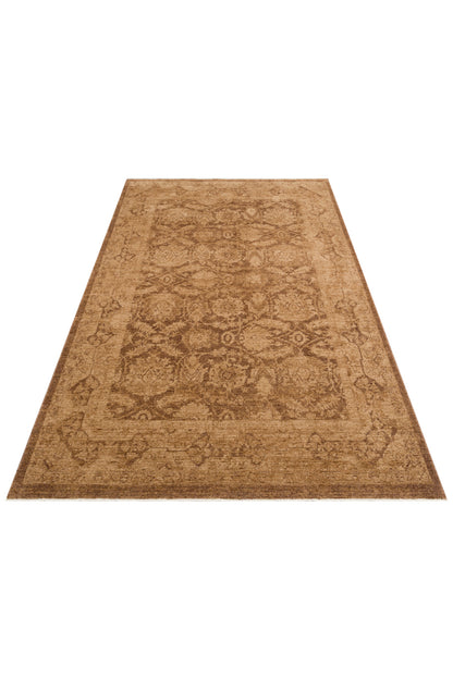 Antik Pers Vintage Bej Etnik Desenli Polyester Otantik Koridor Mutfak Yatak Odası Salon Halısı