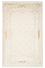 Elvora Gold Cream Minimal Ethnic Pattern Classic Tightly Woven Viscose Fringed Modern Living Room Rug