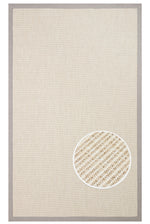 COSTA SISAL Cream Easy-to-Clean Rug, Non-Shedding, Gray Bordered Woven Jute Living Room Rug