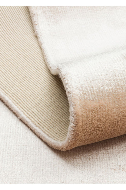 Alure Bej El Dokuma Saf Bambu Halı Lüks Yumuşak Minimalist Modern Salon ve Oturma Odası Halısı - Bej