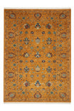Sultani Handmade Orange Anatolian Motif Patterned Fringed Modern and Traditional Living Room Rug - Orange